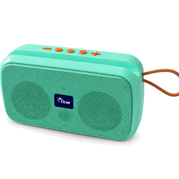 TICON BT-138 Blue wireless Bluetooth speaker with portable design, carry strap and top controls