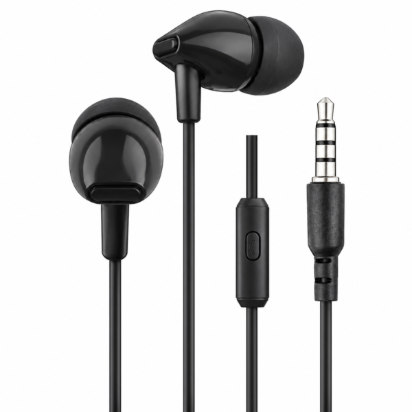 TICON HX-110 black nylon wired earphones with mic