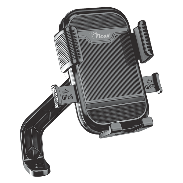 TICON BS-50 black adjustable car phone holder with side grips and mounting arm