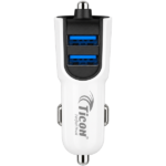 TICON CC-112 white dual USB car charger with 3-in-1 charging cable