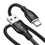 TICON CL-36 black silicone mobile charging cable with USB-A to Type-C connectors