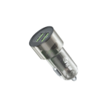 TICON CU-30 transparent dual USB car charger with green port accents