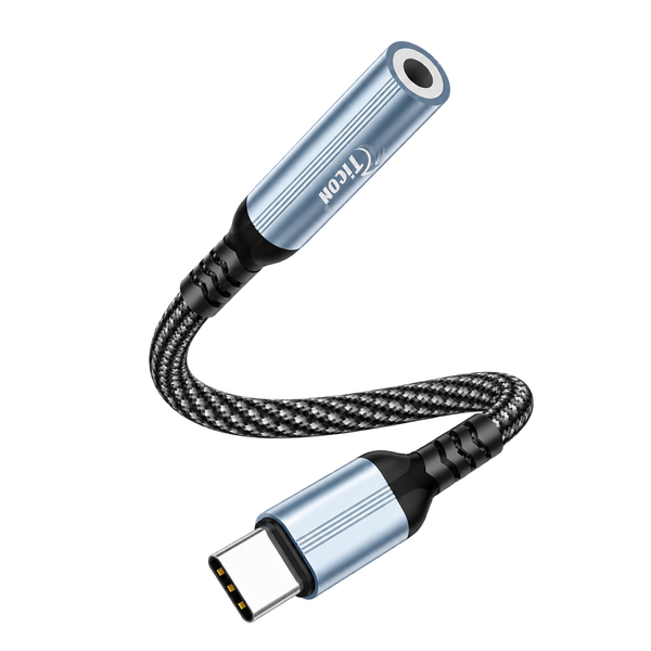TICON EC-120 Type-C to 3.5mm audio adapter with braided cable