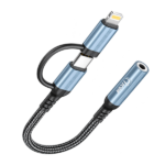 TICON EC-140 2-in-1 Lightning and Type-C audio converter with braided cable