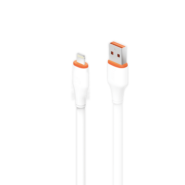 TICON FC-208 white Lightning mobile charging cable with orange accents