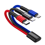 TICON MC-185 3-in-1 braided mobile charging cable with multiple connectors