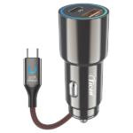TICON ZINC PRO 60W metallic black car charger with braided Type-C cable